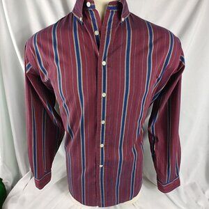 Daniel Cremieux L/S Maroon/Blue Striped Fitted Italian Fabric Shirt Sz L